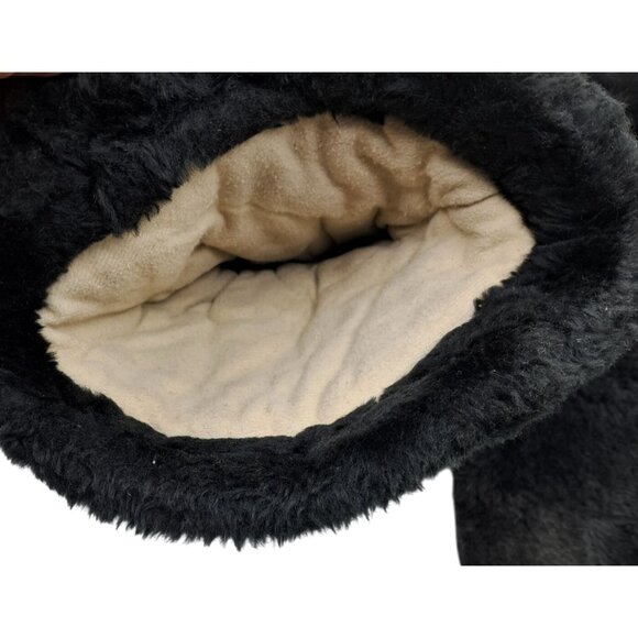 Vintage Leather Mittens With Black Shearling ? For Cold Weather Unisex Mens Wome - Picture 12 of 13